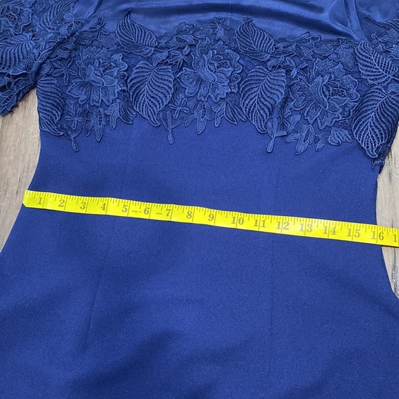 JS Collections ILLUSION GOWN WITH TRIM navy‎ blue - Picture 13 of 15